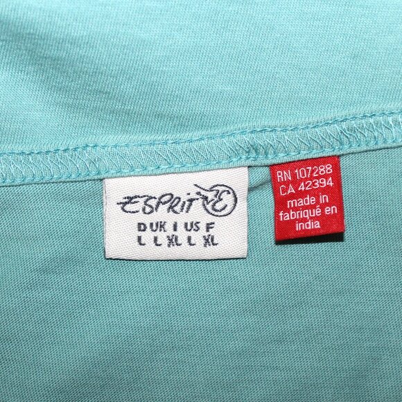 ESPRIT Fit & Flare 100% Cotton Spaghetti-Strap Back-Tie Summer Top, Turquoise, L - Picture 4 of 6